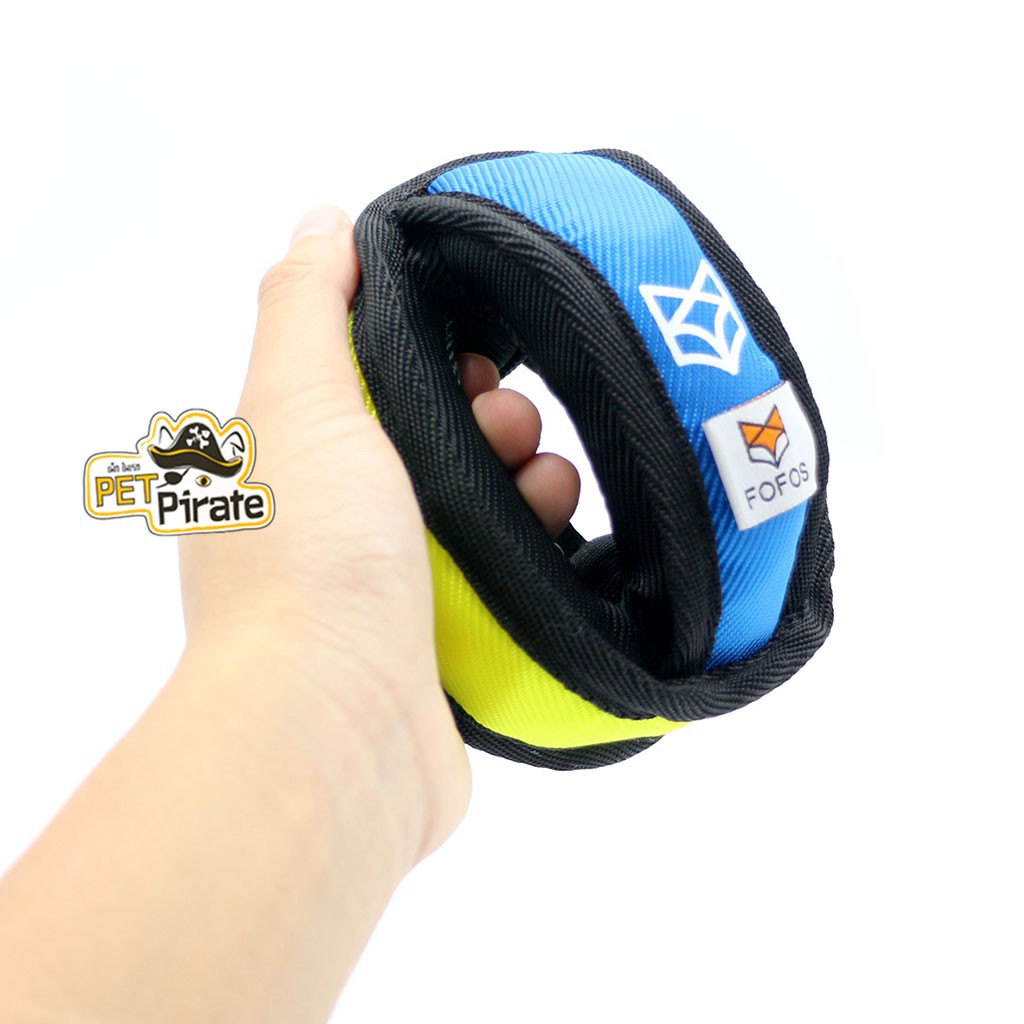 FoFos ของเล่นสุนัข ลูกบอลมีรู ผ้าไนล่อน ของเล่นขวางปาและดึงยื้อ ของเล่นผ้าไนล่อนทรงกลม ทนทาน