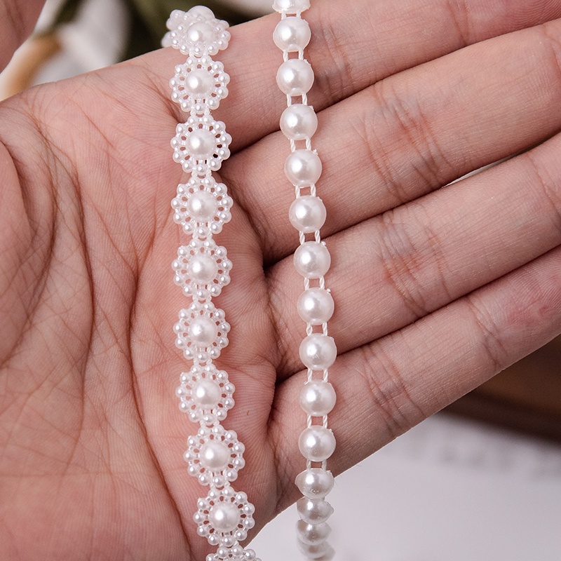 ผ้าลูกไม้ ประดับลูกปัดไข่มุก แฮนด์เมด DIY สําหรับตกแต่งเสื้อผ้า หมวก รองเท้า งานฝีมือ 3 ปี