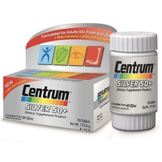 Centrum Silver 50+ 90 เม็ด เซนทรัม ซิลเวอร์ 50+ วิตามินและเกลือแร่ เบต้า-แคโรทีน ลูทีน และ ไลโคปีน