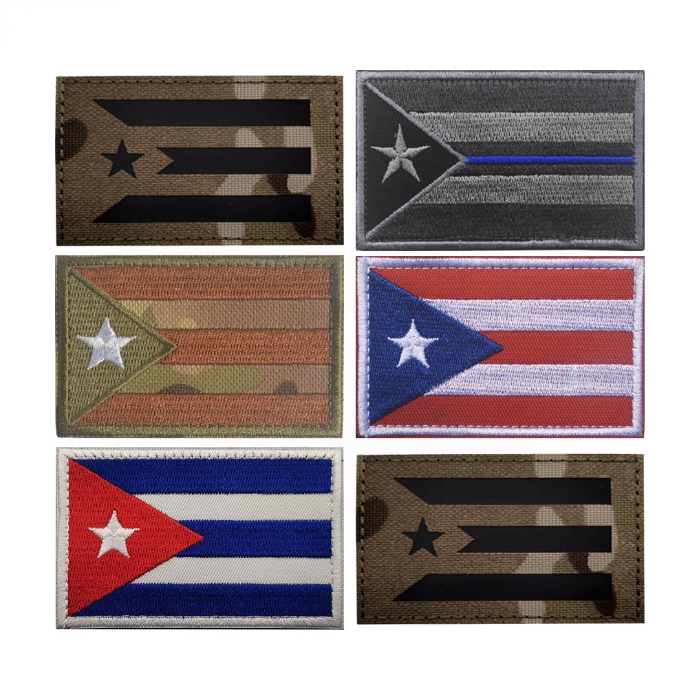 Puerto Rico Flag ปักสัญลักษณ์แห่งชาติ Puerto Rican Hook Loop Patch