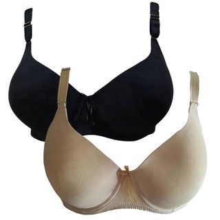 BeCharming bra big size ชุดชั้นในสาวอวบ (แพค 2) สีดำ+สีครีม