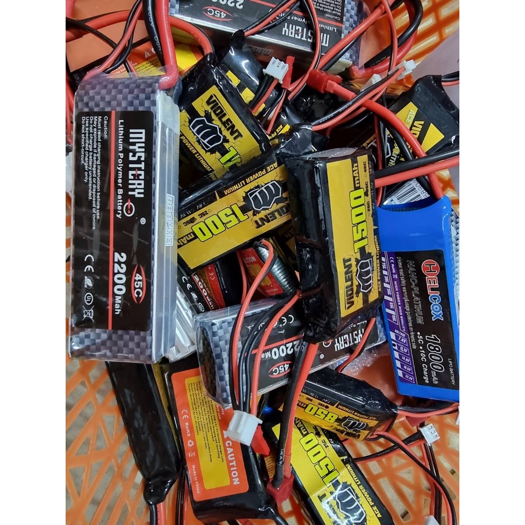 แบตลิโพ/ลิเฟ่ บวม แบตโล๊ะจากโรงงาน ถูก ถูก 7.4v 11.1v 14.8v (2เซล,3เซล,4เซล) แบตเตอรี่ลิโพ lipo life