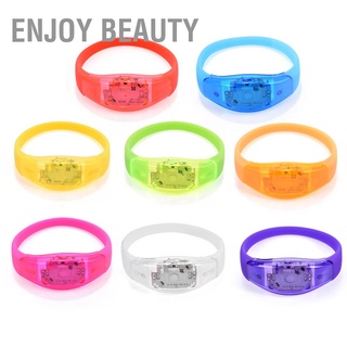 Enjoy Beauty สายรัดข้อมือซิลิโคน มีไฟแฟลช Led 8 สี สําหรับงานปาร์ตี้ คอนเสิร์ต