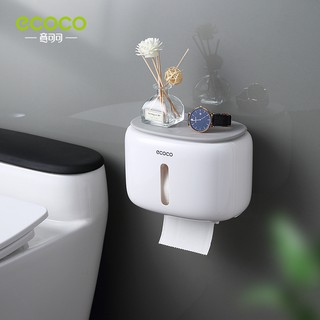 ECOCO กล่องใส่กระดาษทิชชู่ ที่ใส่ทิชชู่ ที่แขวนทิชชู่ 4 in 1 พร้อมที่วางของ พร้อมช่องวางมือถือ พร้อมลิ้นชัก ไม่ต้องเจาะ