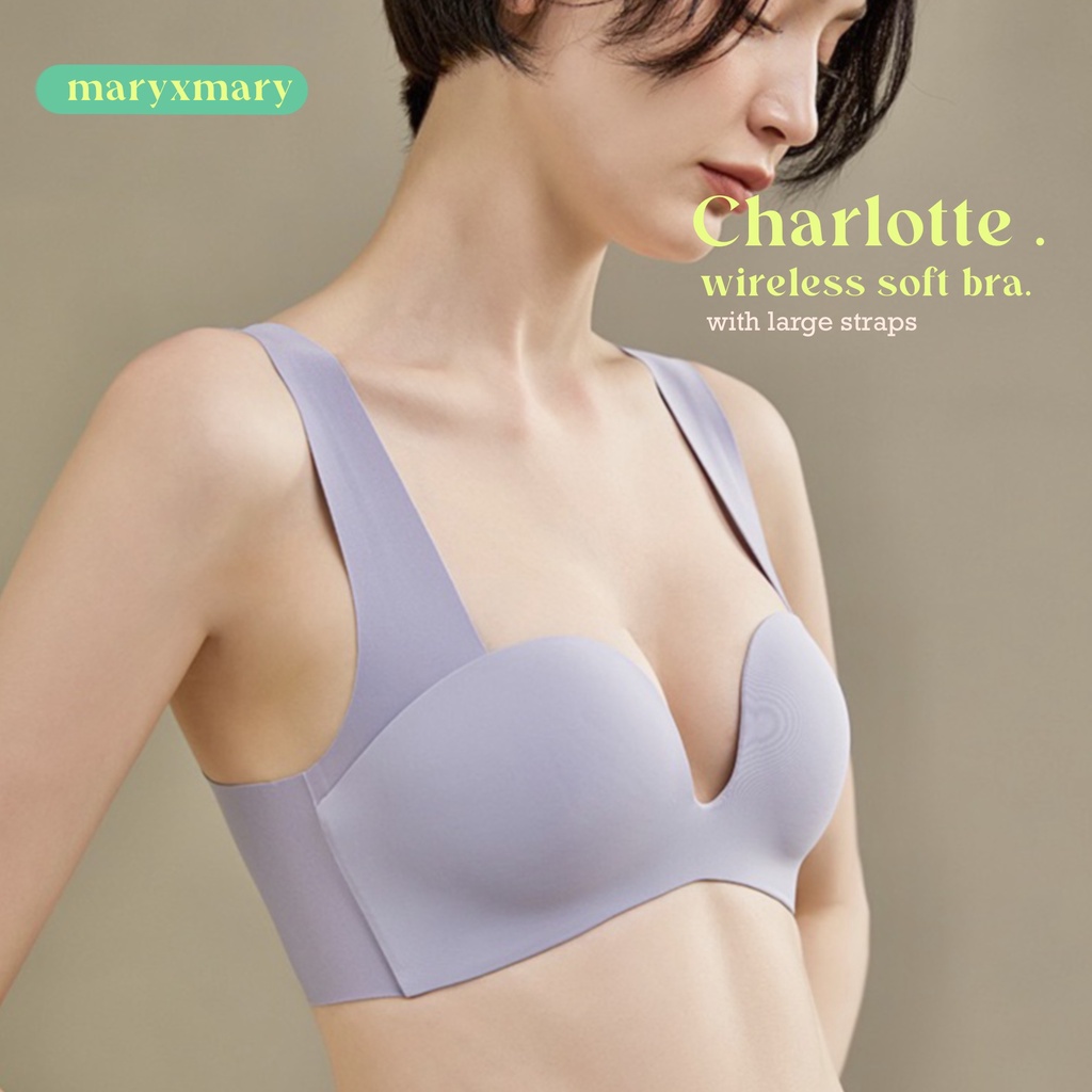 𝐂𝐇𝐀𝐑𝐋𝐎𝐓𝐓𝐄 𝐕𝐄𝐑.𝟑 ♡ (bra.) - wireless soft bra บราไร้โครง สายซีทรู  MARYXMARY