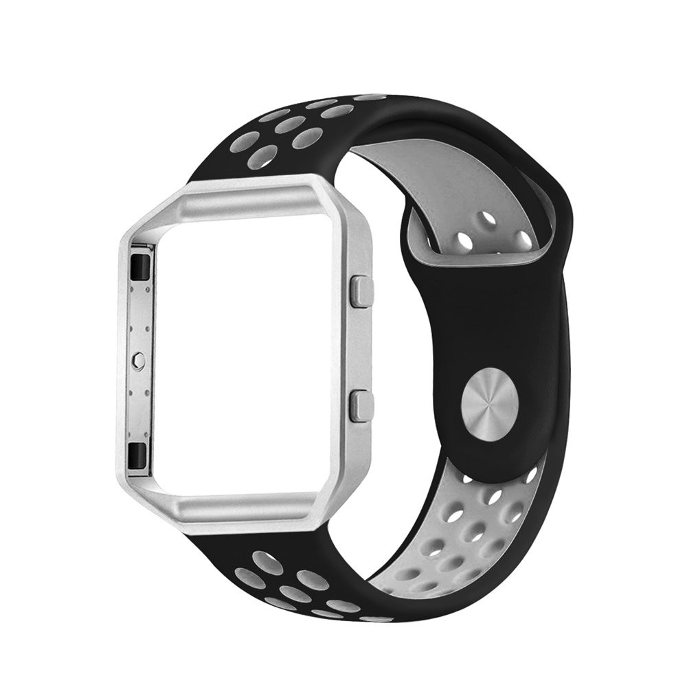 Fitbit Blaze สายนาฬิกาข้อมือ พร้อมกรอบ ซิลิโคน กีฬา สายรัดนุ่ม พร้อมรูระบายอากาศ และกรอบสเตนเลส สําหรับ Fitbit Blaze Smart Fitness Watch