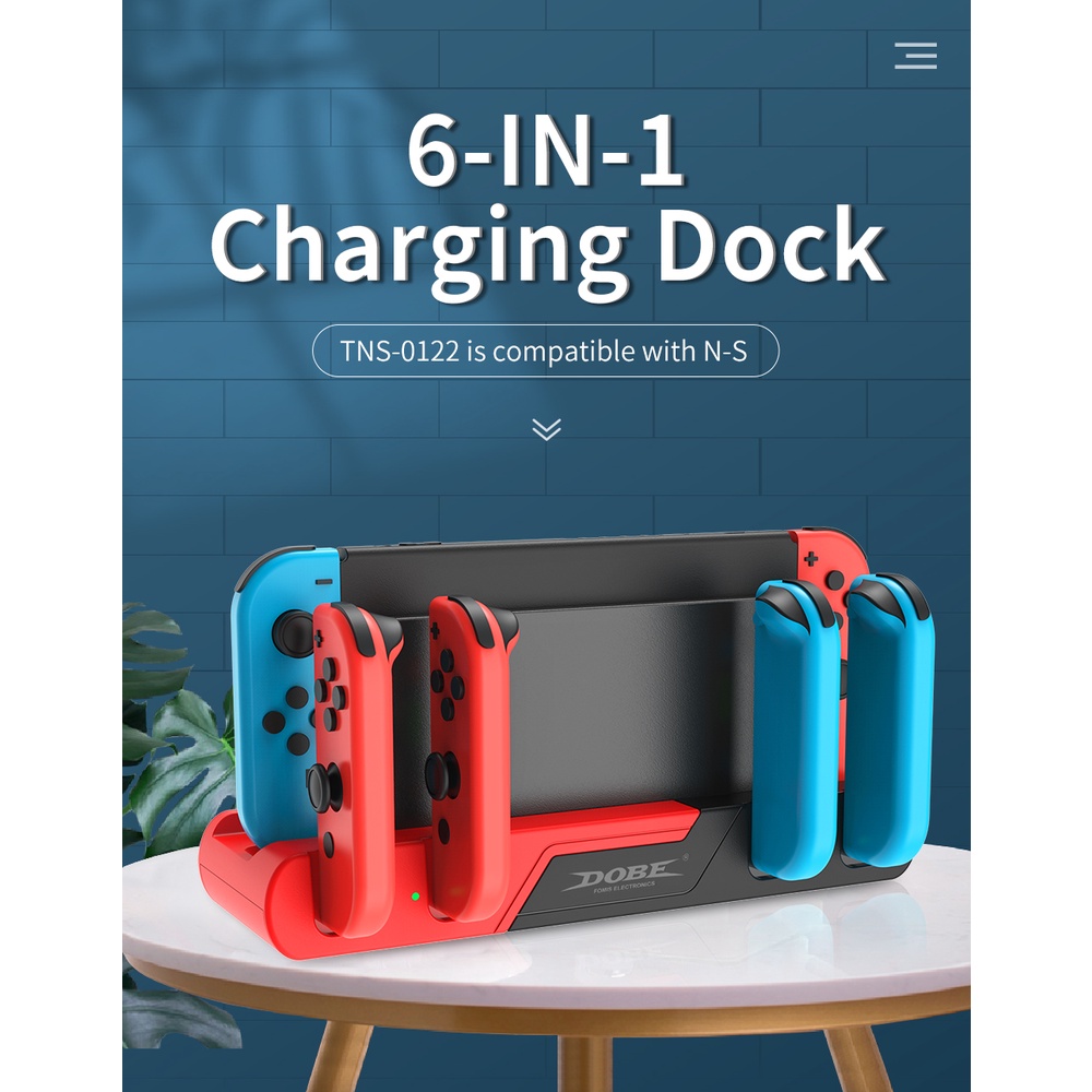 DOBE 6 In 1 Charging Dock for Nintendo Switch (ที่ชาร์จจอยSwitch)(แท่นชาร์จจอยคอน)(แท่นชาร์จจอย)(TNS-0122)