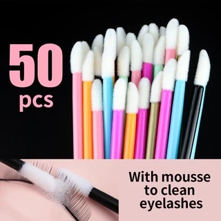 50 ชิ้นใช้แล้วทิ้ง แปรงทาปาก แปรงทาปาก แบบพกพา ขนาดเล็ก ฝอย คอนซีลเลอร์ ปากกา อายแชโดว์ แปรงลิปกลอส เเปรงทาปาก ไมโครบลัช