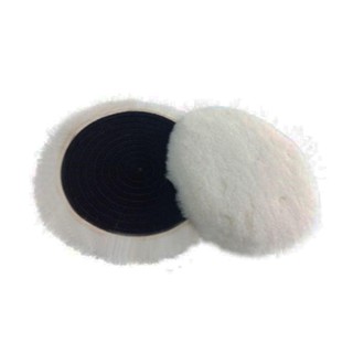 (x2ชิ้น ) ขนแกะสีขาวหน้าเดียว 3นิ้ว Wool Hook &amp; Loop Grip Buffing Pad for Compound Cutting &amp; Polishing