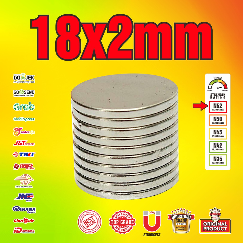SUPER STRONG NEODYMIUM MAGNET ROUND COIN 18X2mm -18 X 2 mm