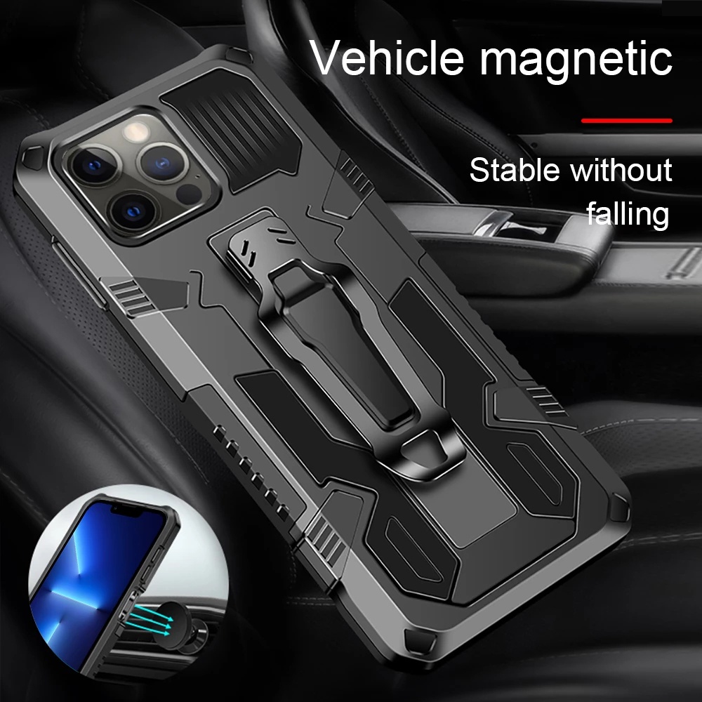 สําหรับ iPhone 13 12 11 Pro Max Hybrid ทนทานเกราะกันกระแทก Kickstand ฝาครอบเข็มขัดคลิป