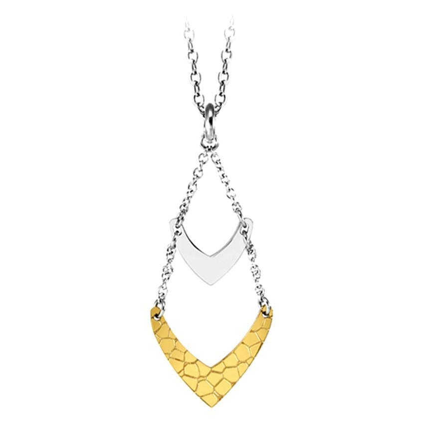 555jewelry สร้อยคอพร้อมจี้สแตนเลส รูปตัว V ลายหนัง ดีไซน์สวย รุ่น MNP-113G - จี้ห้อยคอ จี้สร้อยคอ (P