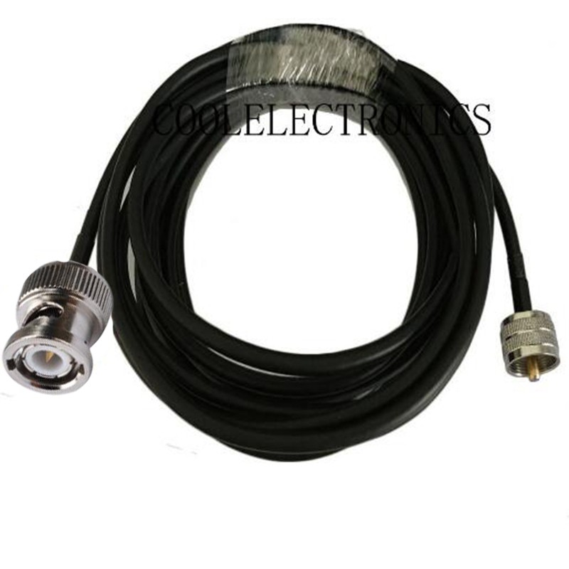 UHF PL259 ชาย BNC ชายตัวเชื่อมต่อ RG58 50-3 RF Coaxial สาย 50ohm 1m 2m 3m 5m 10m 15m 20m
