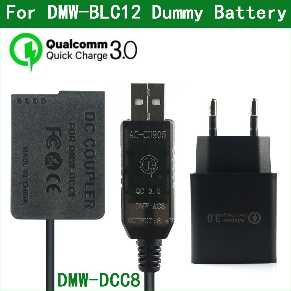 DMW-BLC12 Dummy แบตเตอรี่ DMW-AC8 DMW-DCC8 DC Coupler สําหรับ Panasonic DMC-FZ2500 FZ1000 FZH1 DC-FZ