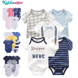 Kiddiezoom 5ชิ้น / ล็อตชุดจัมพ์สูทสําหรับเด็กทารกผู้ชายผู้หญิงผ้าฝ้ายแขนสั้นทรงหลวม