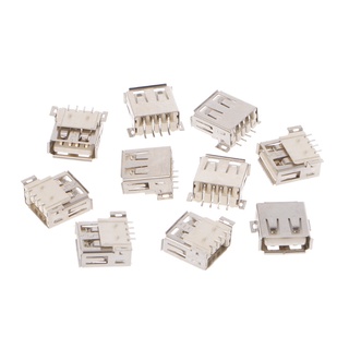 ซ็อกเก็ตเชื่อมต่อ SMD USB Type A 4 Pin ตัวเมีย 180 องศา 10 ชิ้น