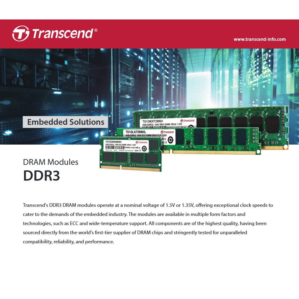 93％以上節約 Transcend TS1GLK72W6HL 8GB DDR3L 1600 ECC-DIMM 240pin 