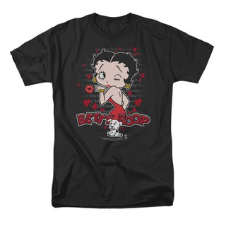 แฟชั่นคลาสสิกเสื้อยืดลายกราฟฟิก Betty Boop คลาสสิก Kiss L 100 % LtZ2