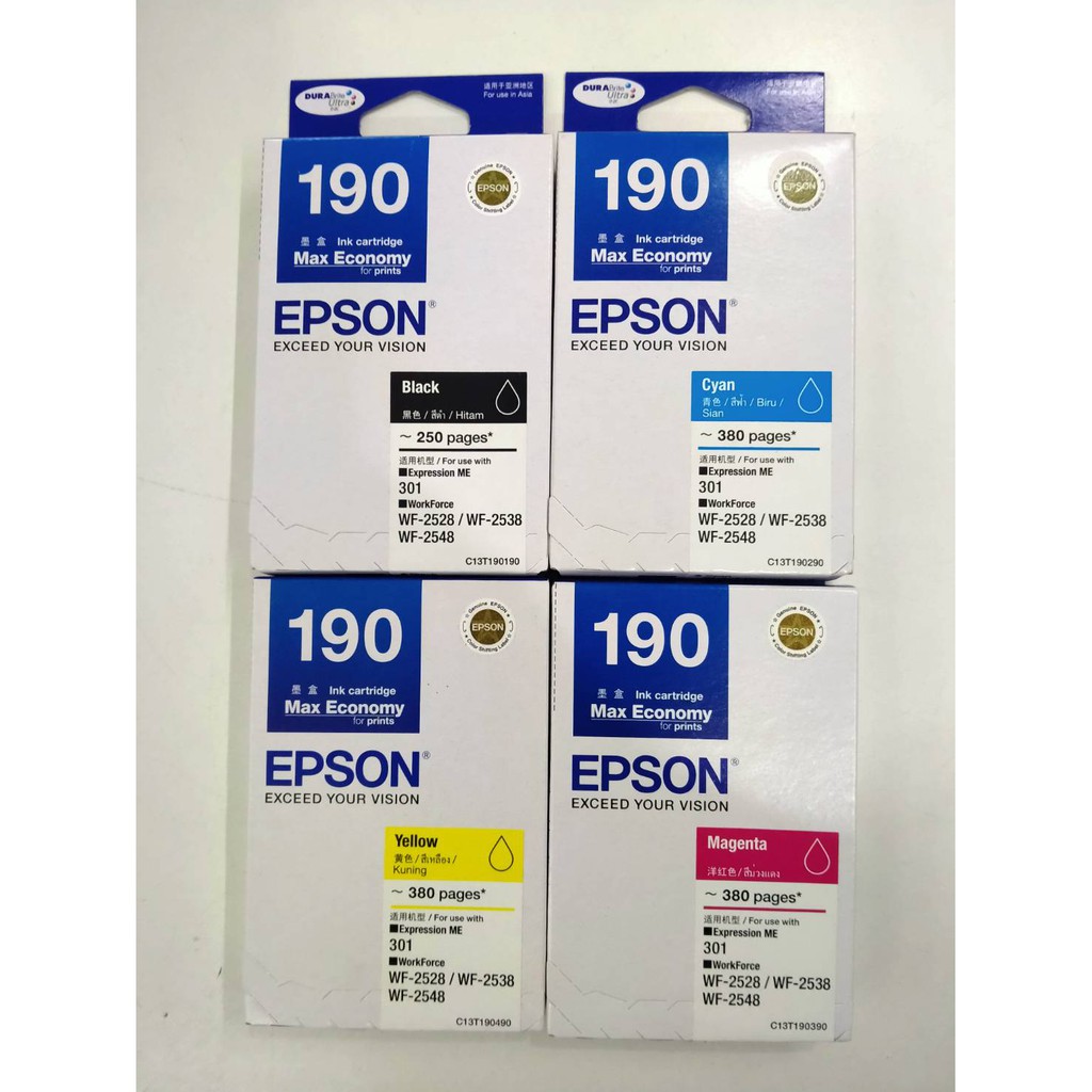 EPSON T190 (Original) ตลับหมึก Epson T190 BK, C, M, Y ของแท้