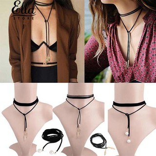 สร้อยคอผู้หญิง DIY GothicCord Choker จี้คอยาว Boho Long Chain