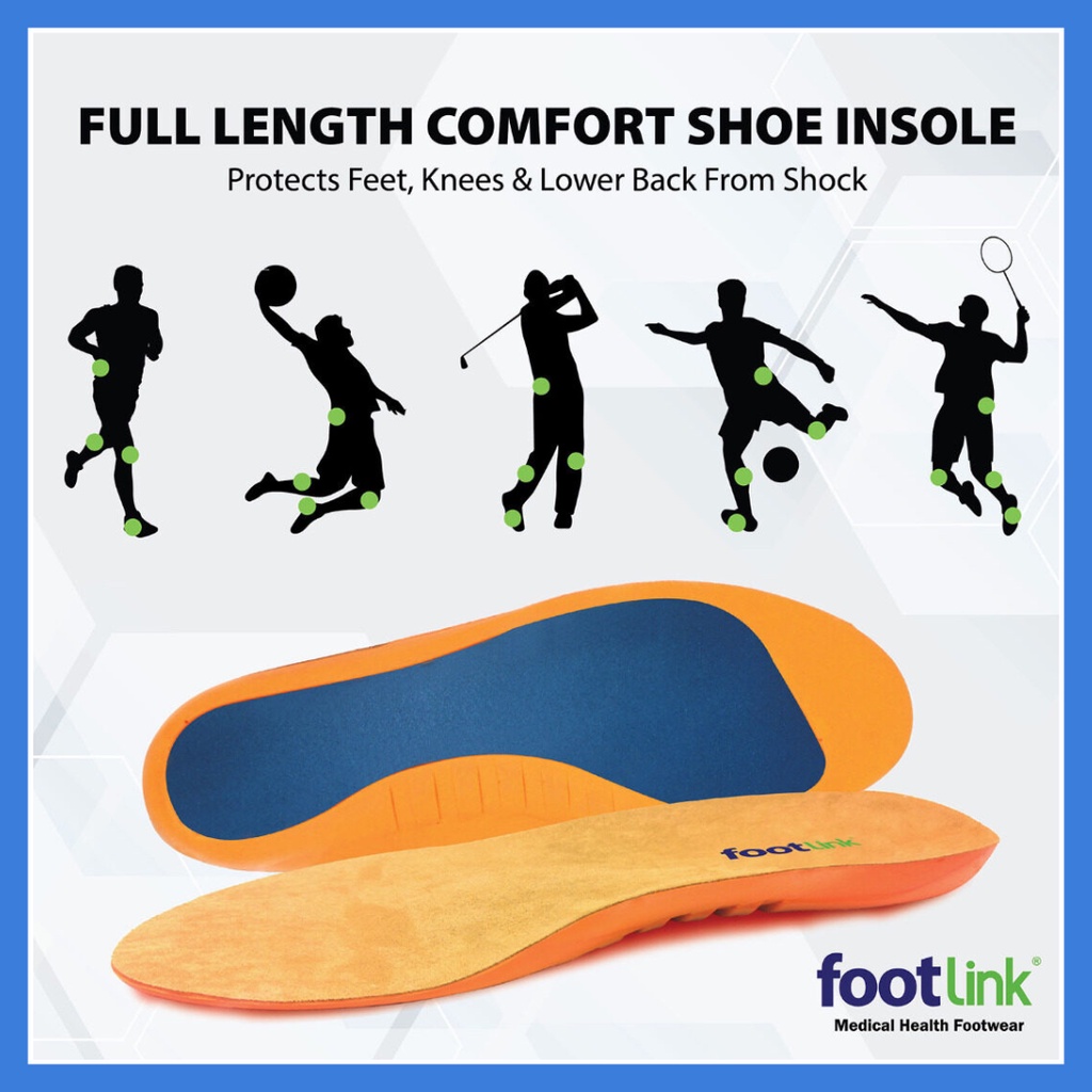 Footlink High Arch Insole Comfort Insole / พื้นรองเท้ากีฬาสําหรับ Plantar Fasciitis พร้อมการสนับสนุน