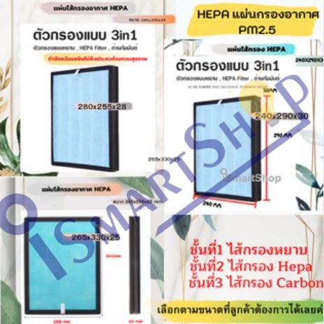 Hepa ไส้กรองเครื่องฟอกสี่เหลี่ยม Air Purifier Filter Hepa ชนิดคาร์บอนในตัว