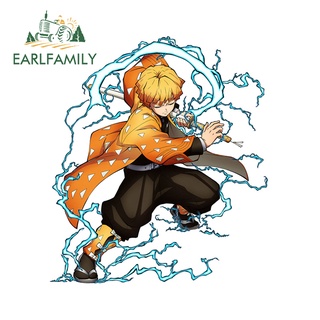 Earlfamily สติกเกอร์ไวนิล ลาย Demon Slayer Zenitsu Caravan ขนาด 13 ซม. x 11.5 ซม. กันรอยขีดข่วน สําหรับติดตกแต่งรถยนต์ รถจักรยานยนต์