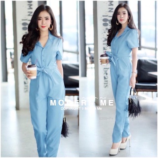 TW6209  จั้มสูทขายาว สุดหรูงานผูกโบว์ช่วงเอว ผ้าเนื้อซาร่า  กระดุมหน้า ปกสูทดูดีสุด เหมาะกับทุกโอกาสแนะนำเลยค่า