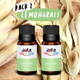 (แพคคู่)น้ำมันหอมระเหย ตะไคร้บ้าน ( LEMONGRASS) 10 ml. (Pure Essential Oil) -  น้ำมันอโรม่า น้ำมันหอมใส่เครื่องพ่นอโรม่า