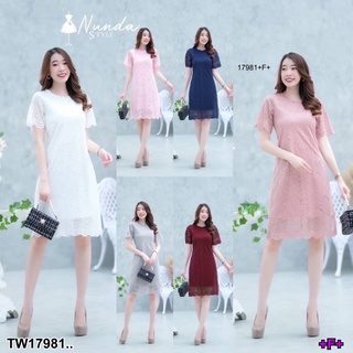 👗Pfashion [ส่งไว!!🚛] P17981 เดรสลูกไม้แขนสั้นมีซับใน ..