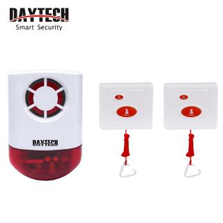 daytech กริ่งฉุกเฉิน ไร้สาย กันน้ํา สําหรับผู้สูงอายุ 433 mhz 1 สายไซเรนและ 2 ปุ่ม  jh 003