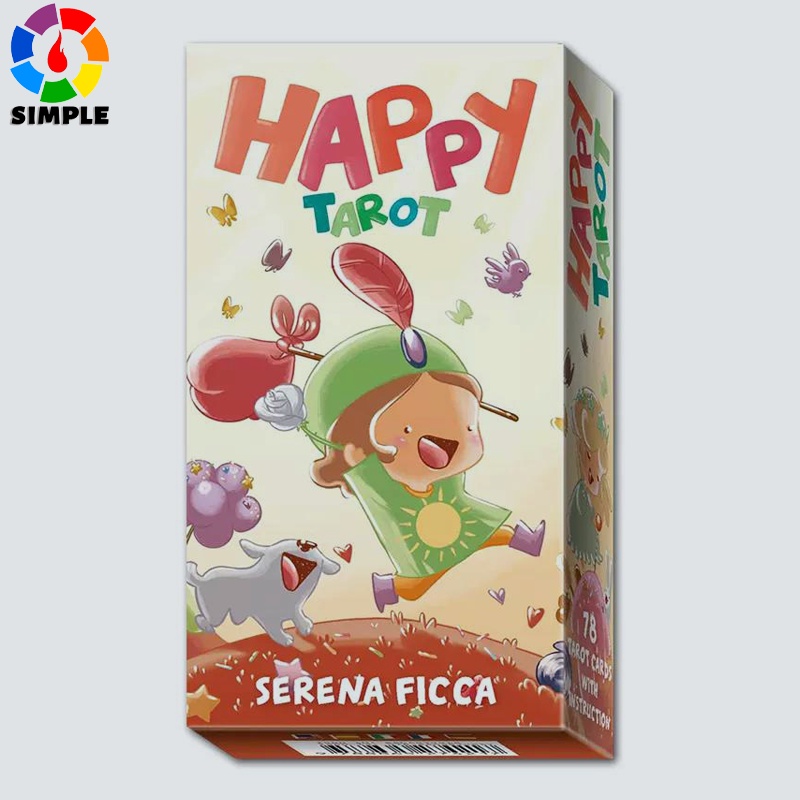 Happy Tarot ภาพวาดสีหมึก 78 Crads/Set หลากสี สําหรับเกมทํานาย