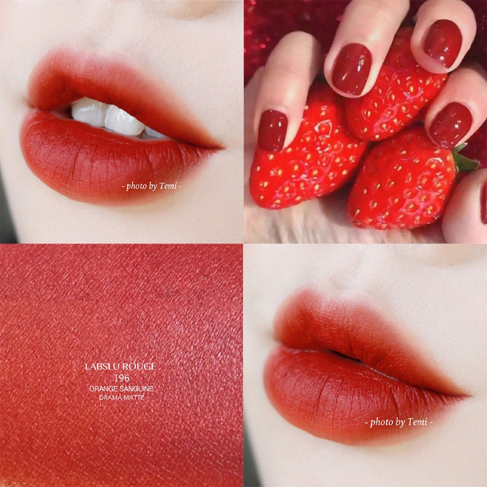 ของแท้ 100%Lancome 2020 Flocking Lipstick ลิมิเต็ดเอดิชั่นสีติดทนนานสีแครอท #196