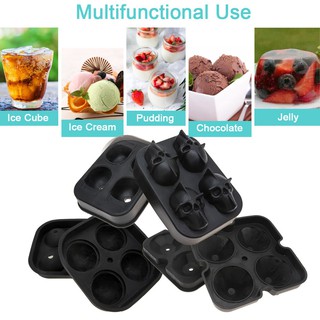 Senzeal 3D Ice Cube Trays Silicone and Flexible 4 holes Diamond Football Skull