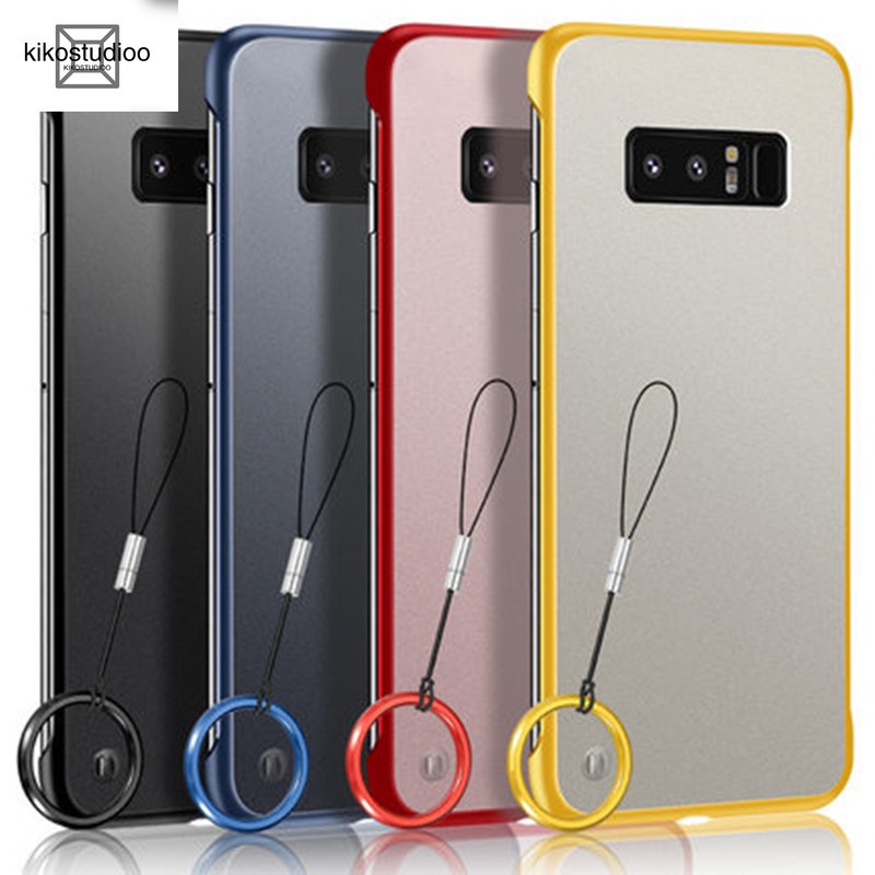◑☢♗Frameless Matte Transparent Hard PC Case For Samsung A6 A7 A8 A9 2018 Note 8 9 10 Pro With Finger Ring Cover