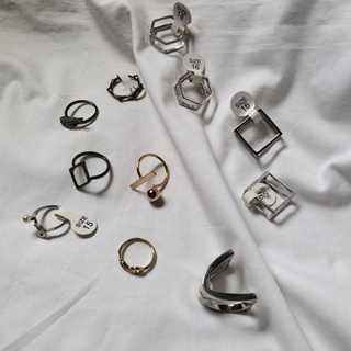 Minimal ring แหวนมินิมอล แหวนเกาหลี แหวนสี่เหลี่ยม Geometric แหวนหกเหลี่ยม