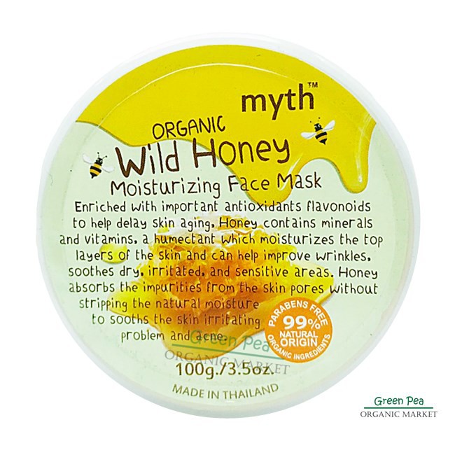 Myth มาส์กหน้า น้ำผึ้งป่า ออร์แกนิก 100g. Organic wild Honey Moisturizing face mask