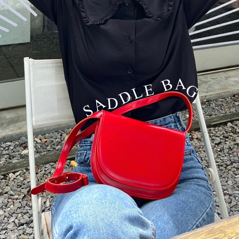 saddle bag | กระเป๋าหนัง กระเป๋าสะพายสไตล์เกาหลี มินิมอล