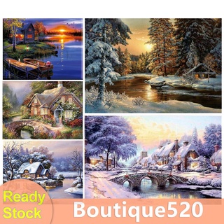 Bou 50x40cm 14CT Counted DIY Cross Stitch Canvas Landscape Needlework Kit Craft