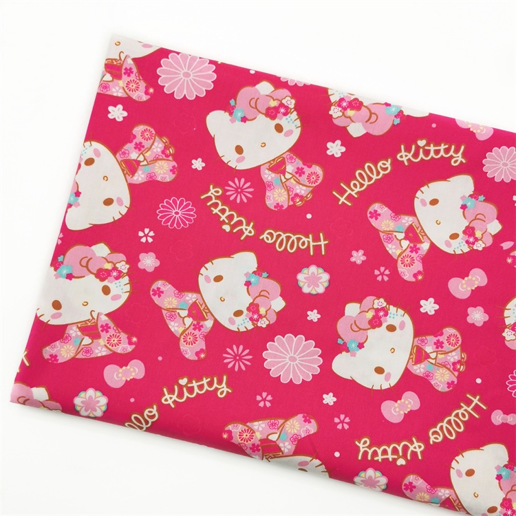 กว้าง 63 ผ้าฝ้าย 100% Hello Kitty ออกแบบผ้าดีสําหรับเด็กทารกผ้าปูที่นอนชุด Kain Cotton