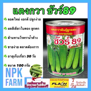 แตงกวา ชัวร์89 ขนาด 100 กรัม เมล็ดพันธุ์ แตงกวา ลอตใหม่ ผลสีเขียวใบตอง ลูกดก เนื้อแน่น ต้านทานราน้ำค้าง ผลยาว 12-13 ซม