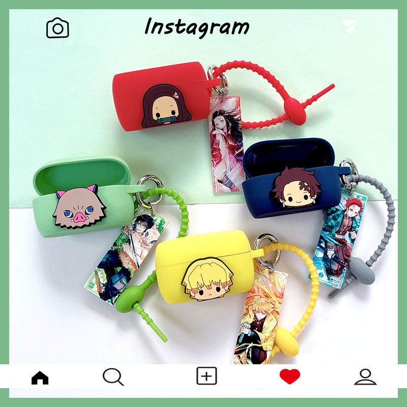 Jabra Elite 3 / Elite 2 Case Cartoon Demon Slayer Acrylic Pendant Jabra Elite 75T Soft Silicone Case