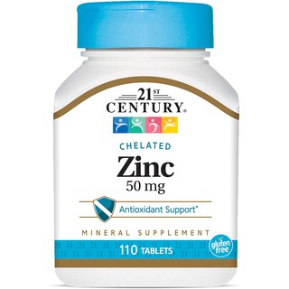 คีเลต ซิงค์ Chelated Zinc Cal 50 mg 110 Tablets - 21st Century