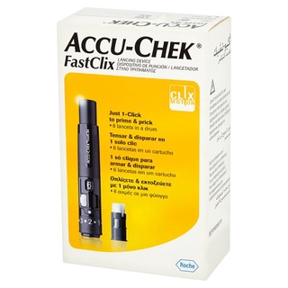 🔥The Best!! แอคคิว-เช็ค ฟาสคลิก ปากกาเจาะเลือด 1 ชุด Accu-Chek FastClix Lancing Device 1 Set