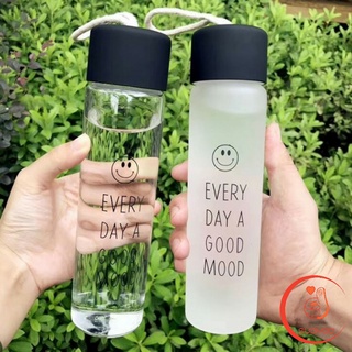 กระบอกใส่น้ำ  350 ml  มีสายคล้องมือ ขวดแก้วใส่น้ำดื่มพกพา พกพาสะดวก  Portable glass