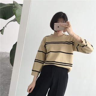 [pre] Long Sleeve Shirt with large stripes