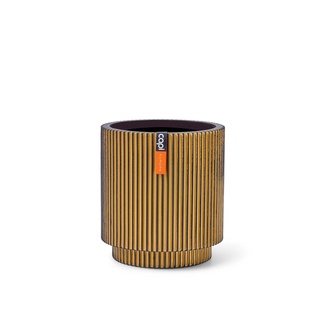 BGVGB 314 Vase Cylinder Groove black gold (Size D 19 x H 21 cm) - กระถางต้นไม้ Modern แบรนด์ Capi Europe