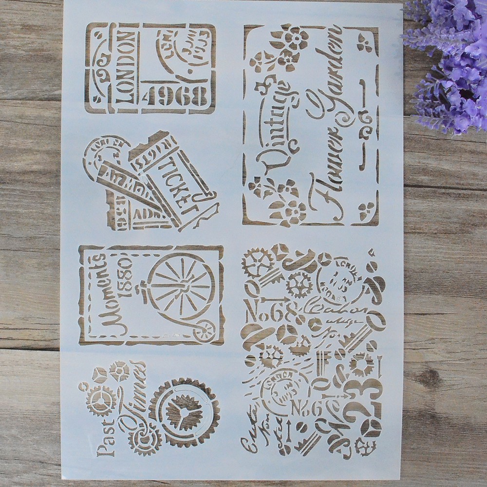 A4 การออกแบบแสตมป์ DIY Craft Stencil สําหรับ Scrapbooking ภาพวาดอัลบั้มการ์ด Wall