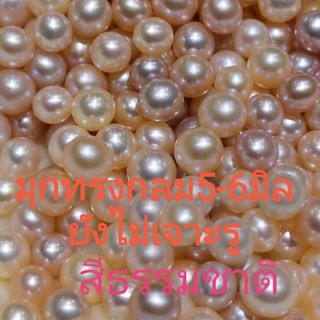 ไข่มุก100% ทรงกลม5-6MM สามารถนำไปประกอบกับตัวเรือนแหวน จี้ และ ต่างหู เหมาะสำหรับเป็นเครื่องประดับ