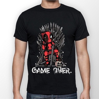 เสื้อยืดพิมพ์ลายprintingเสื้อยืด ผ้าฝ้ายแท้ พิมพ์ลาย Deadpool Game Of Thrones Parody Game Over สไตล์ใหม่ สําหรับผู้ชายS-